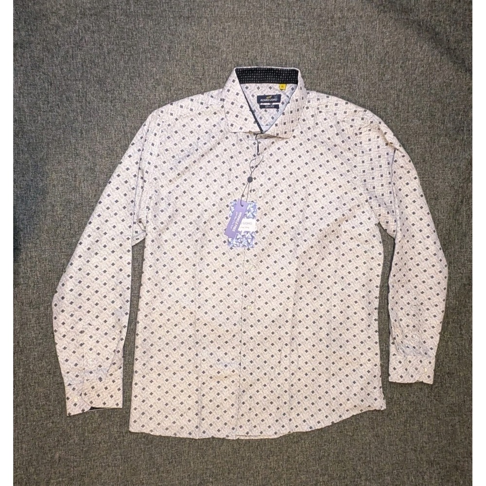 Azaro Uomo Men's XL Slim Fit Wrinkle Free Button Up Shirt Long Sleeve Pattern
